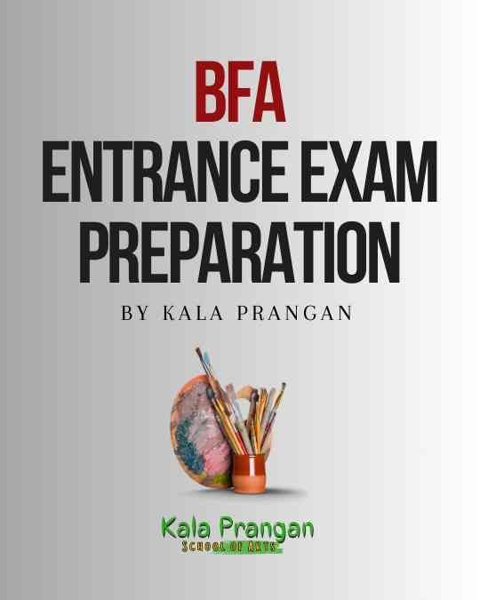 Poster advertising BFA Entrance Exam Preparation course at Kala Prangan art school in Ranchi, Jharkhand