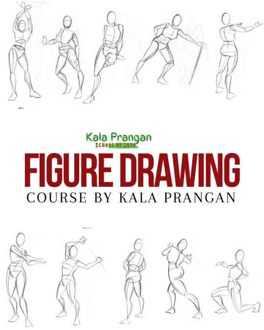 Poster showcasing Figure Drawing course and classes offered at Kala Prangan art school in Ranchi, Jharkhand